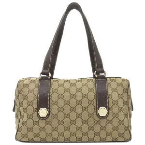 Gucci Boston Bag GG Canvas Beige Brown Handbag Shoulder